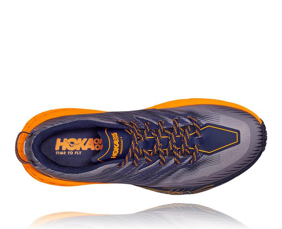 Trail Shoes Mens - Hoka One One Speedgoat 4 - Blue/Orange - CMDVZLP-24